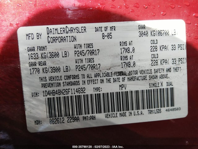 Dodge Durango Slt 2006 1D4HB48N26F114692 Image 10