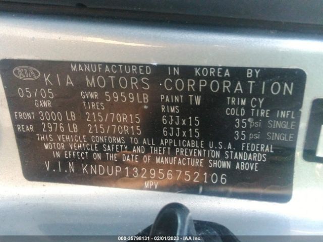 KNDUP132956752106 KIA Sedona Lx/ex