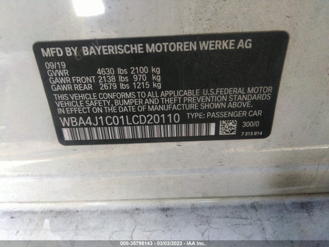 BMW 4 Series 430i 2020 WBA4J1C01LCD20110 Image 10