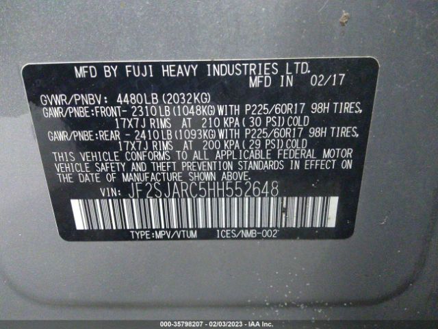 JF2SJARC5HH552648 Subaru Forester Limited
