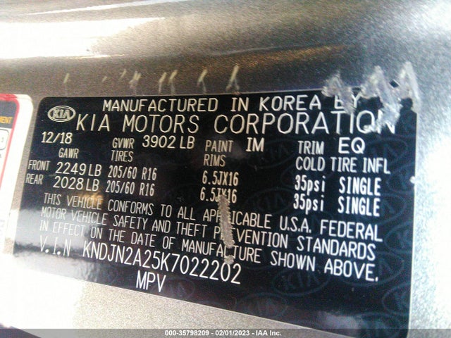 KIA Soul Base 2019 KNDJN2A25K7022202 Image 9
