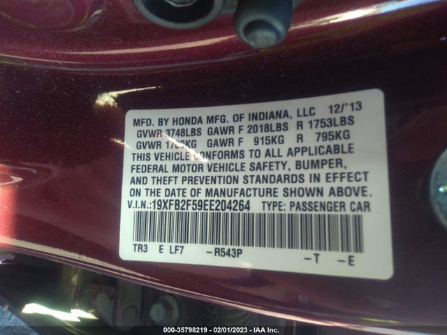 Honda Civic Sedan Lx 2014 19XFB2F59EE204264 Image 10