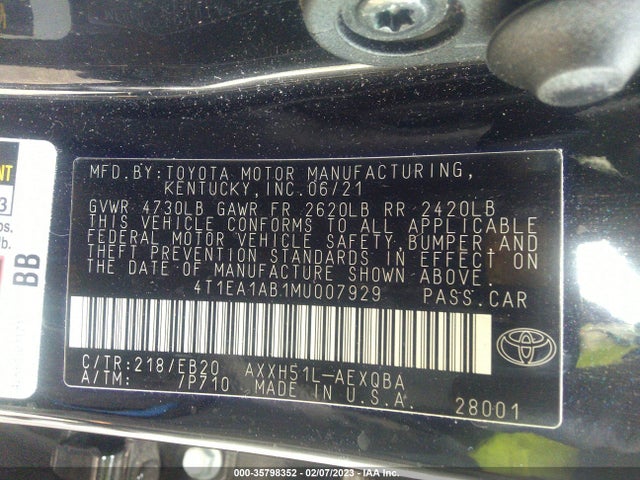 2021 Toyota Avalon, VIN: 4T1EA1AB1MU007929