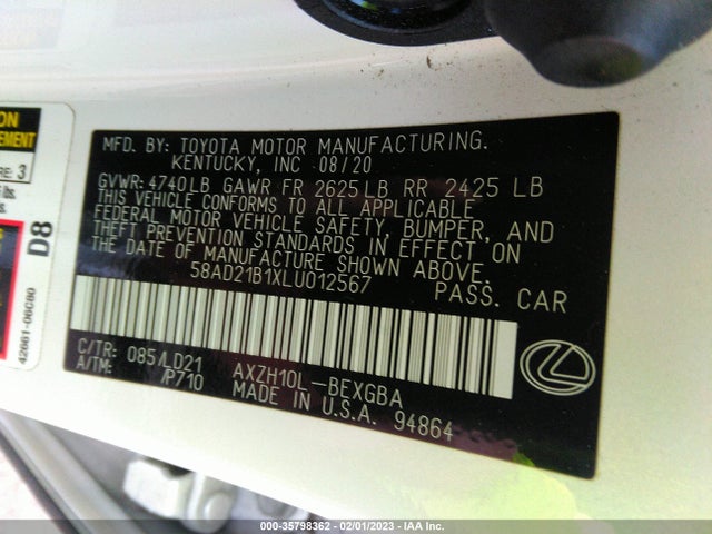 58AD21B1XLU012567 Lexus Es Es 300h