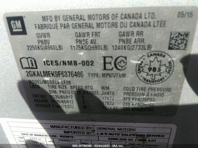 2GKALMEK9F6376486 GMC Terrain Sle