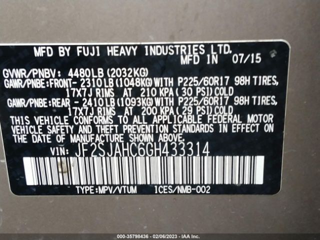 JF2SJAHC6GH433314 Subaru Forester 2.5i Limited