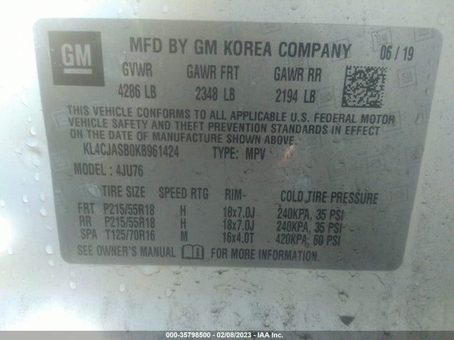 2019 Buick Encore, VIN: KL4CJASB0KB961424