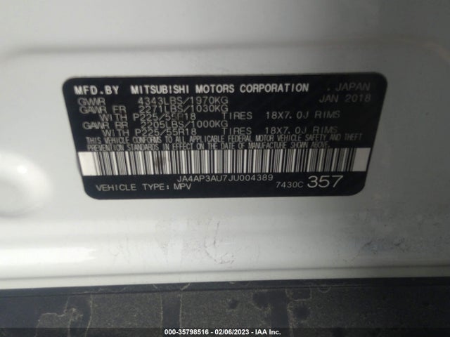 JA4AP3AU7JU004389 Mitsubishi Outlander Sport 2.0