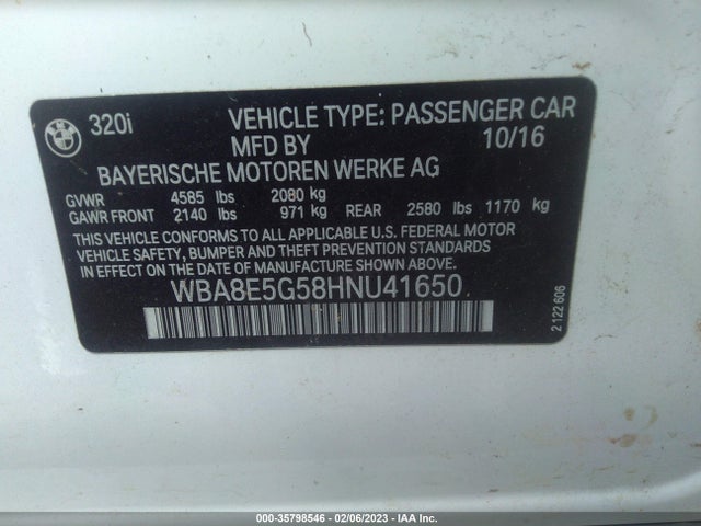 BMW 3 Series 320i Xdrive 2017 WBA8E5G58HNU41650 Image 11