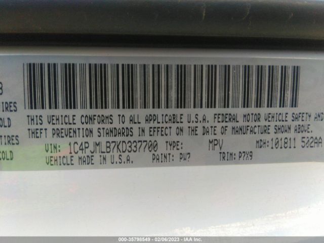 1C4PJMLB7KD337700 Jeep Cherokee Latitude Plus