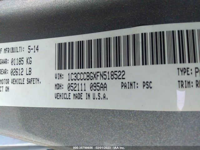 1C3CCCBGXFN518522 Chrysler 200 S