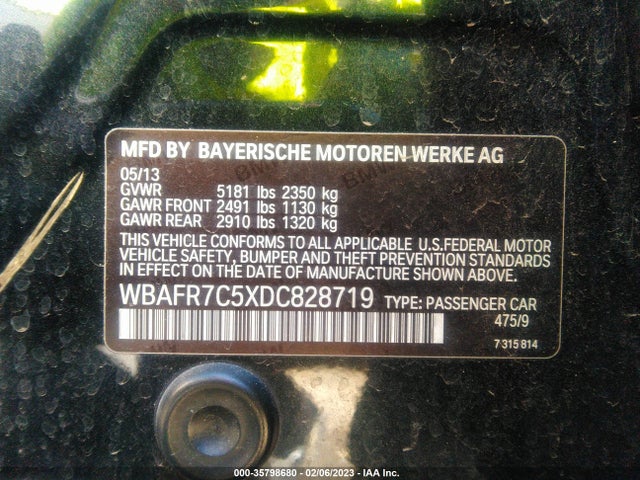 BMW 5 Series 535i 2013 WBAFR7C5XDC828719 Image 10