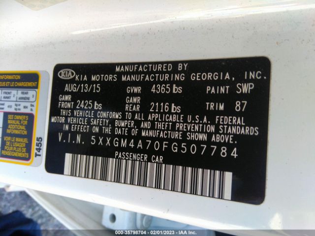5XXGM4A70FG507784 KIA Optima Lx