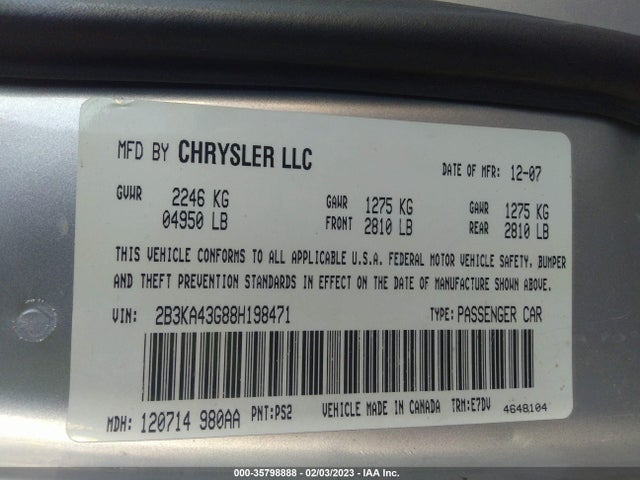 Dodge Charger 2008 2B3KA43G88H198471 Image 10