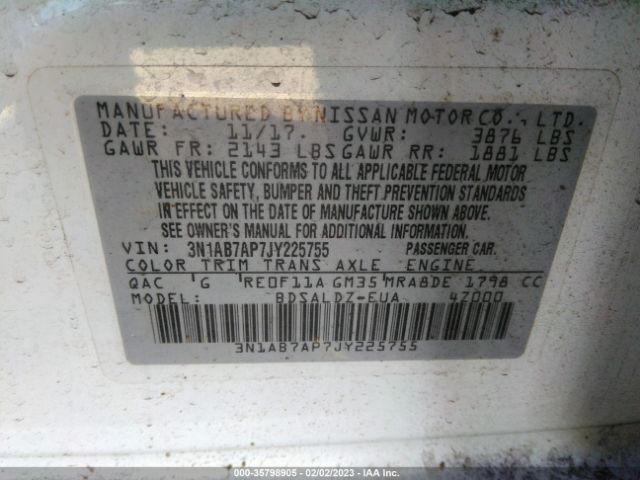 3N1AB7AP7JY225755 Nissan SENTRA SV