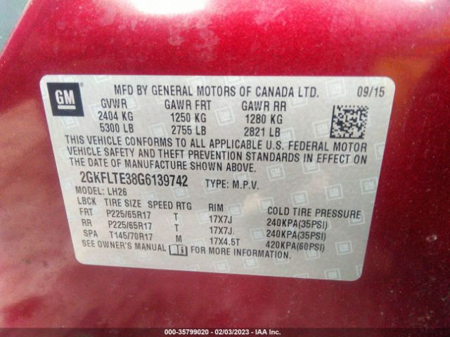 2GKFLTE38G6139742 GMC Terrain Sle