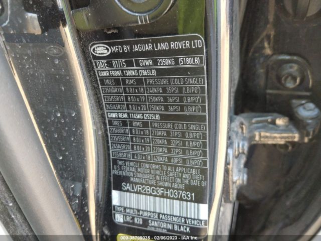 SALVR2BG3FH037631 Land Rover Range Rover Evoque Pure Premium