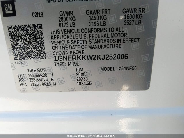 Chevrolet Traverse Premier 2019 1GNERKKW2KJ252006 Image 10