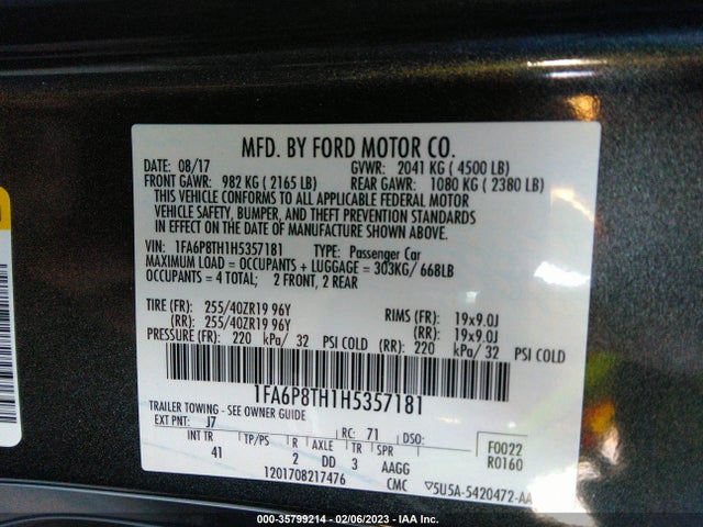 2017 Ford Mustang, VIN: 1FA6P8TH1H5357181