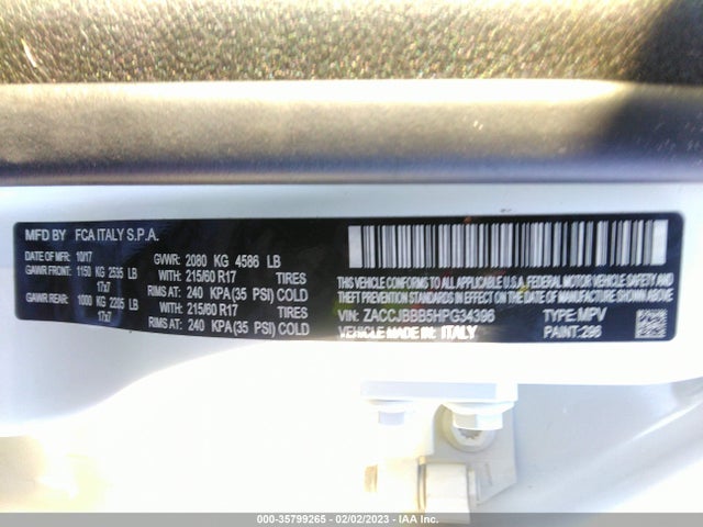 Jeep Renegade Latitude 2017 ZACCJBBB5HPG34396 Image 10