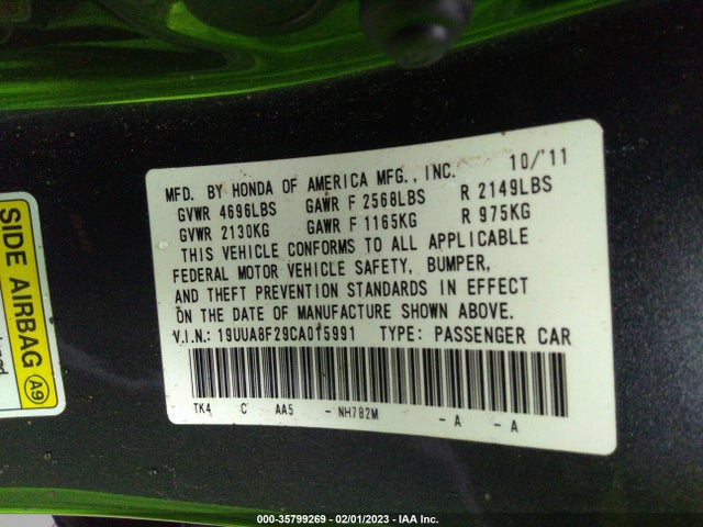 Acura Tl Auto 2012 19UUA8F29CA015991 Image 10
