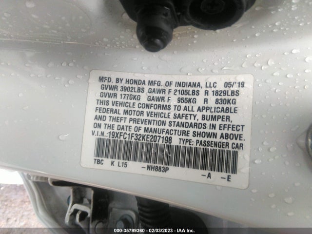 Honda Civic Sedan Ex 2019 19XFC1F32KE207198 Image 11