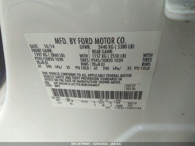 Ford EDGE SEL 2014 2FMDK3JC7EBB39467 Image 10