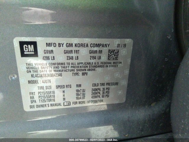 KL4CJASB3KB842346 Buick Encore Preferred