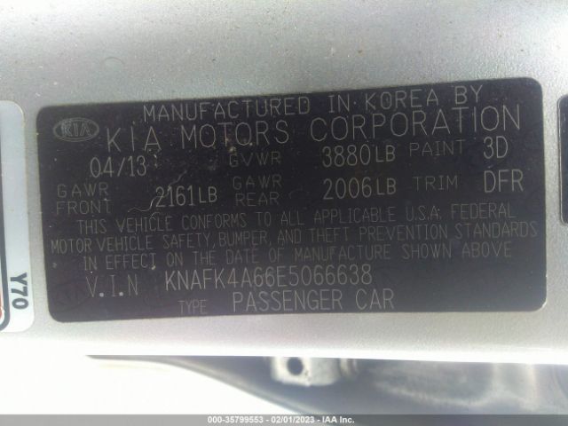 KNAFK4A66E5066638 KIA FORTE LX