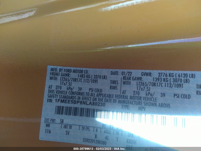 Ford Bronco Base/big Bend 2022 1FMEE5BP8NLA80230 Image 10