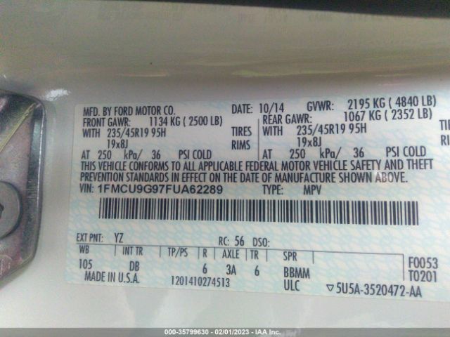 1FMCU9G97FUA62289 Ford ESCAPE SE