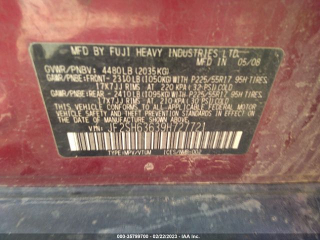 JF2SH63639H727721 Subaru Forester X W/prem/all-weather