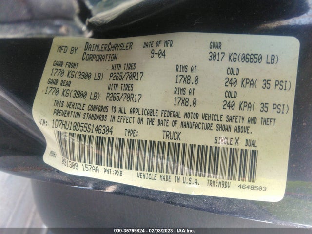Dodge Ram 1500 Slt 2005 1D7HU18D55S146304 Image 10