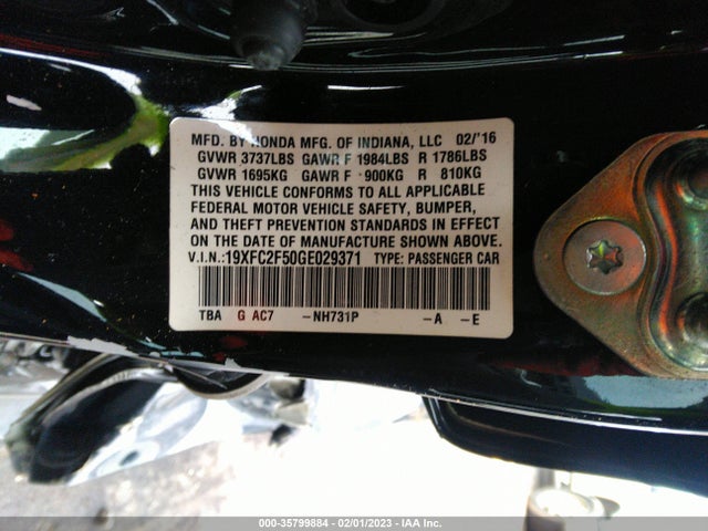 Honda Civic Lx 2016 19XFC2F50GE029371 Image 9