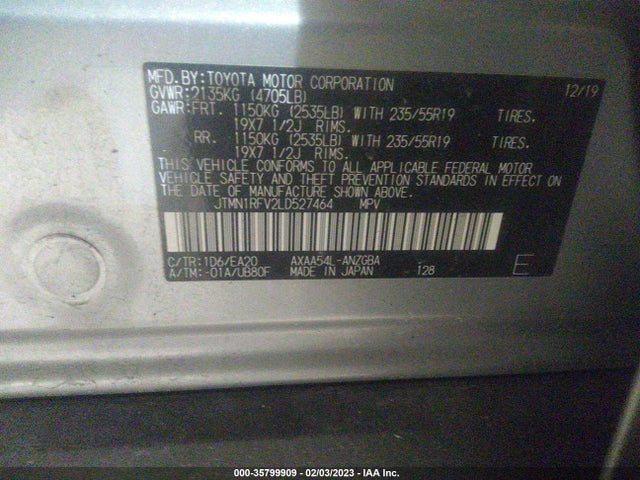 2020 Toyota RAV4, VIN: JTMN1RFV2LD527464