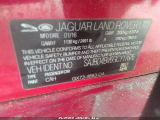 SAJBD4BV6GCY17626 Jaguar Xf 35t Premium