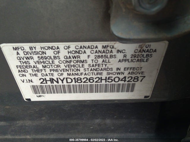 Acura MDX 2002 2HNYD18262H504287 Image 10