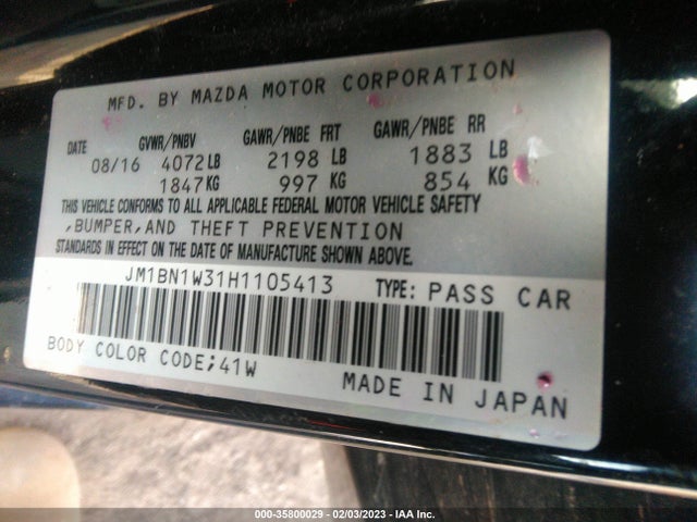 2017 Mazda 3, VIN: JM1BN1W31H1105413