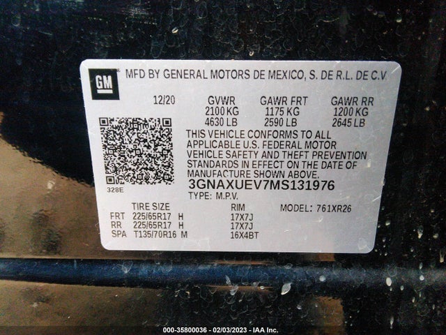 Chevrolet EQUINOX LT 2021 3GNAXUEV7MS131976 Image 9