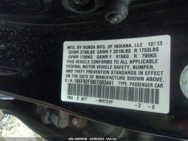 Honda Civic Sedan Lx 2014 19XFB2F58EE003441 Image 10