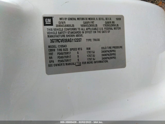 GMC Sierra 1500 Sle 2010 3GTRCVE08AG112207 Image 10