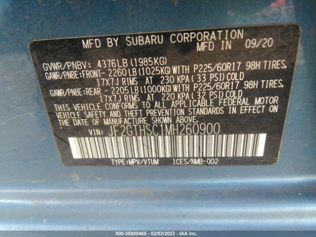 JF2GTHSC1MH260900 Subaru Crosstrek Sport