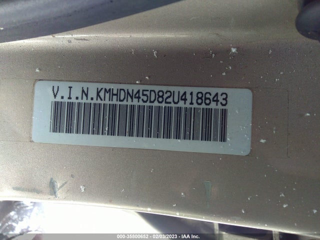 2002 HYUNDAI ELANTRA GLS VIN: KMHDN45D82U418643