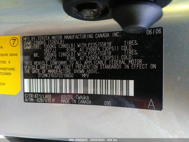 Lexus RX 350 2007 2T2HK31U37C019850 Image 10