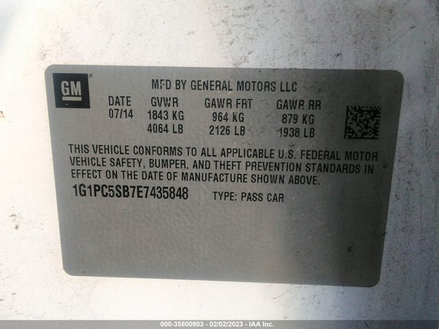 Chevrolet Cruze 1lt 2014 1G1PC5SB7E7435848 Image 10