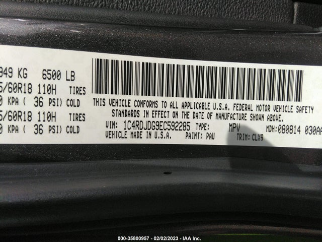 Dodge DURANGO LIMITED 2014 1C4RDJDG9EC592285 Image 9