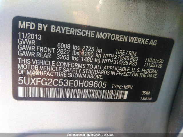 2014 BMW X6, VIN: 5UXFG2C53E0H09605