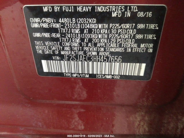 2017 Subaru Forester, VIN: JF2SJAEC3HH457656