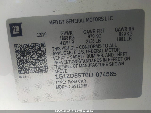 Chevrolet MALIBU LT 2020 1G1ZD5ST6LF074565 Image 9