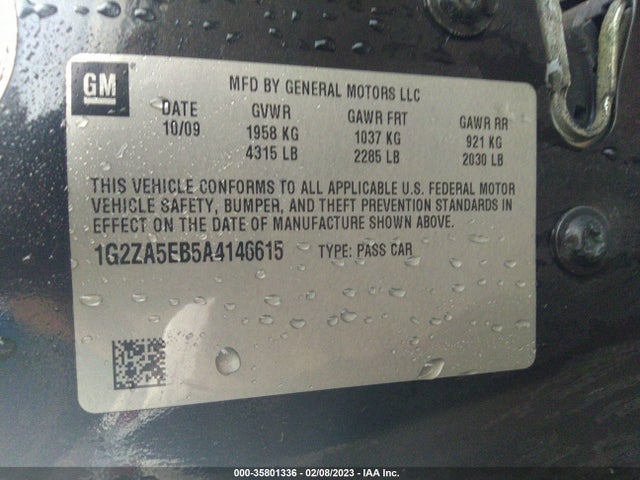 2010 PONTIAC G6 W/1SD VIN: 1G2ZA5EB5A4146615